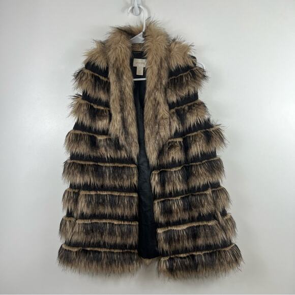 Chico's Faux Fur Open Front Vest Small Festival Bohemian Hippie Vegan Winter - Picture 10 of 10